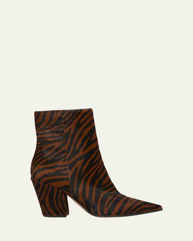 Keinna Tiger-Print Pony Hair Western Booties